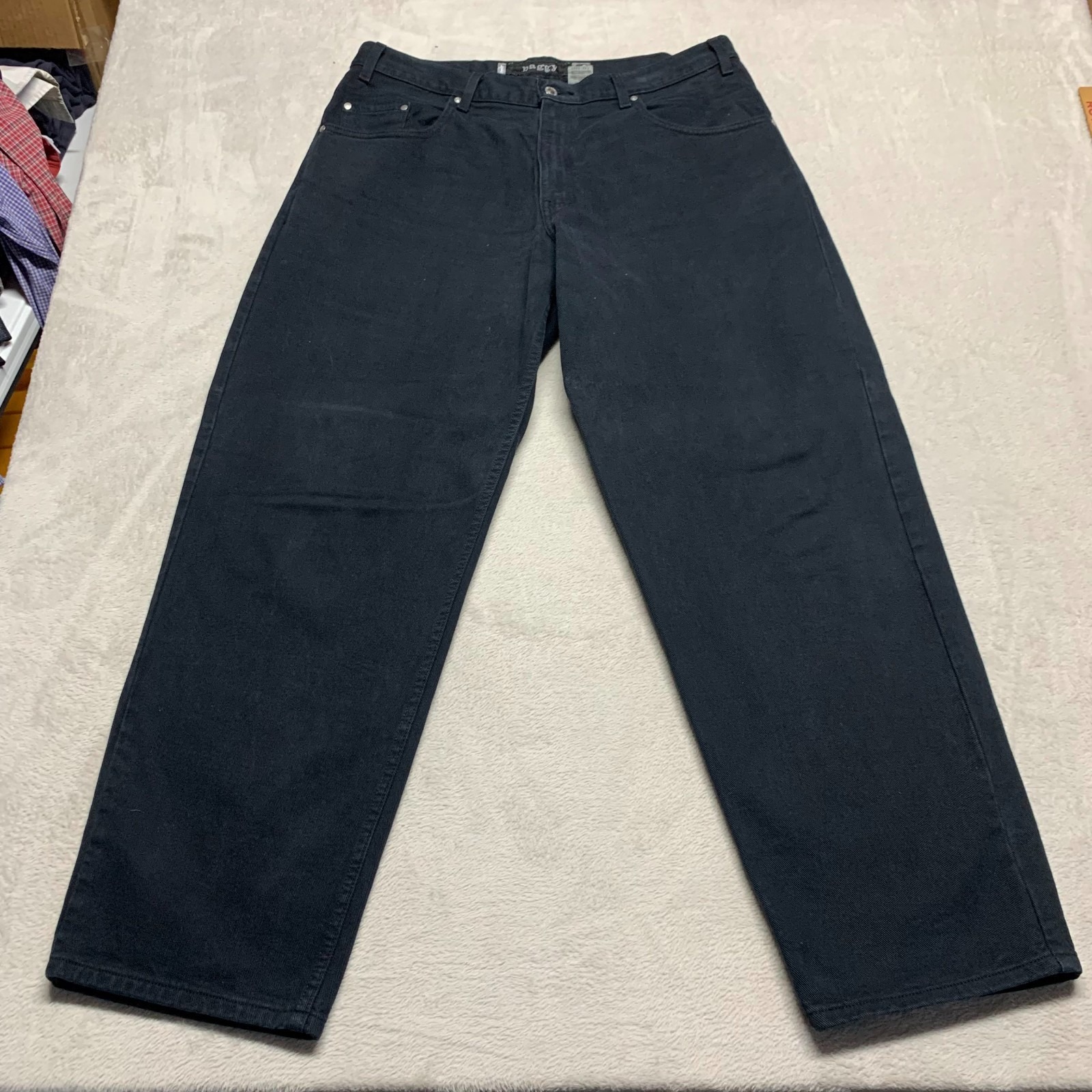 Vintage Levi's Y2k Men's 38x31 Black Silver Tab Baggy Loose Denim Jeans Pants